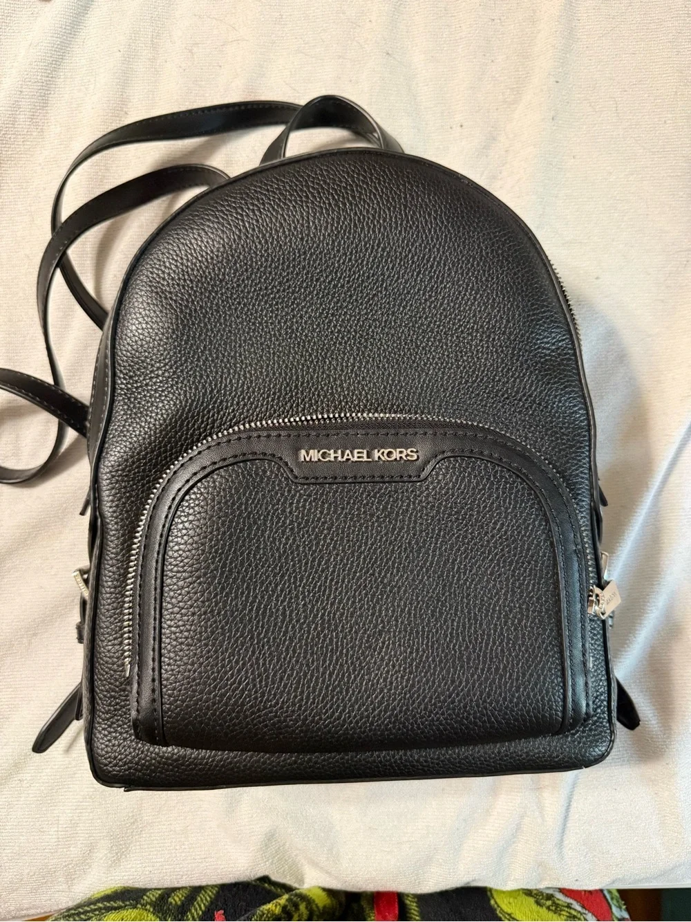 Michael Kors Black Pebbled Leather Backpack